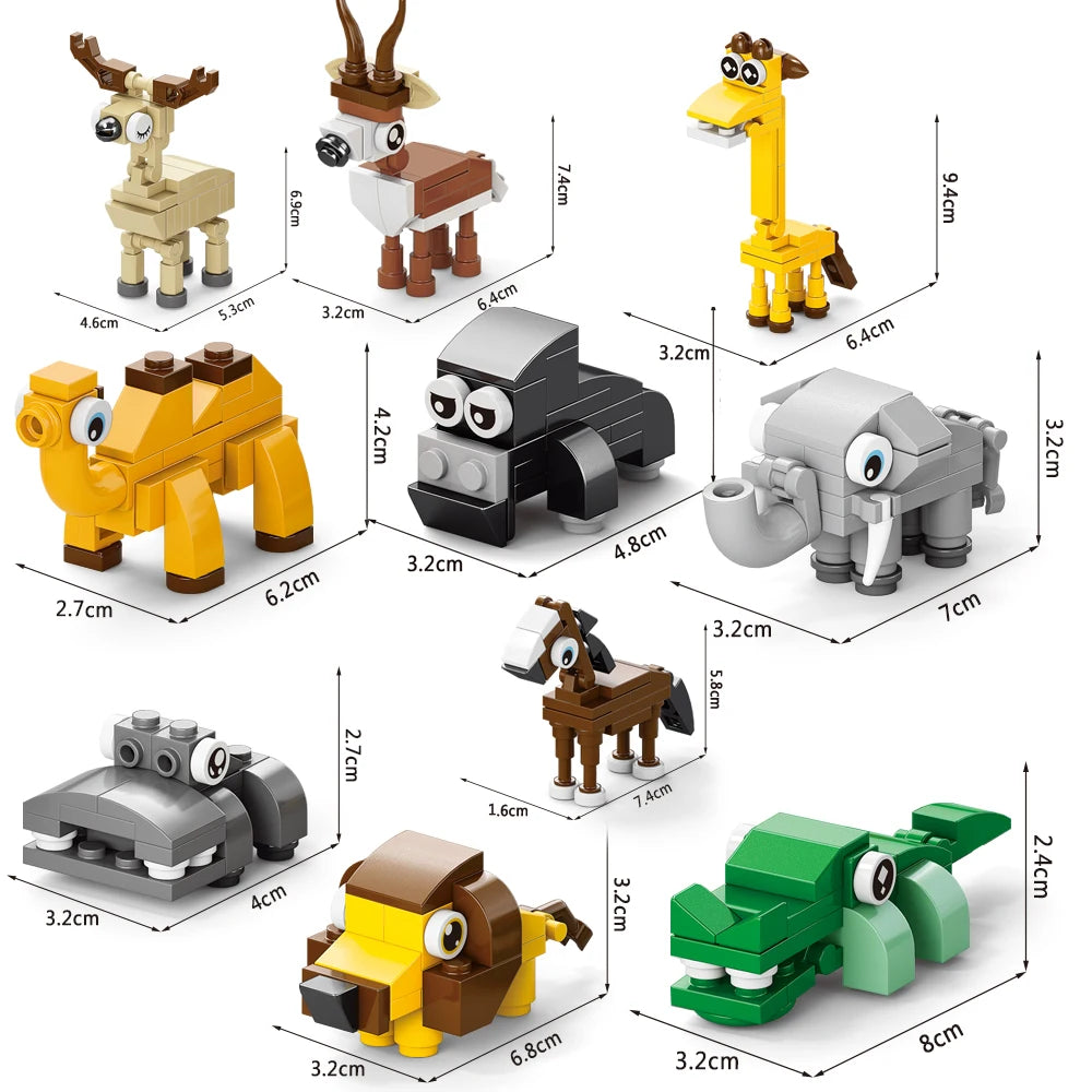 Insect World Animals Scorpion Mantis Ants Spider Birds Marine Animal Building Blocks Toys Desktop Ornaments Bricks Kids Gift