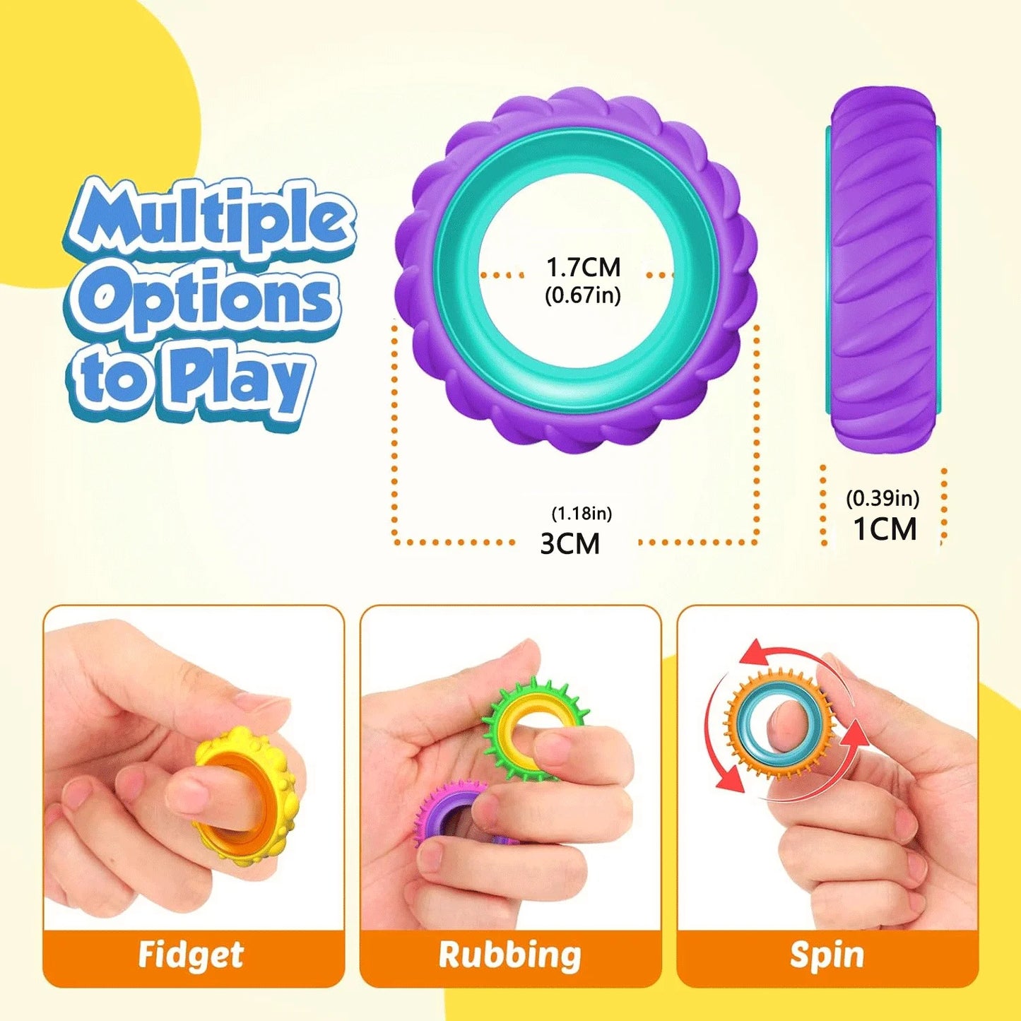 New Silicone Sensory Rotating Fidget Ring Stress Relief Spinning Fidget Toy for Adults Anti Anxiety Autism ADHD Quiet