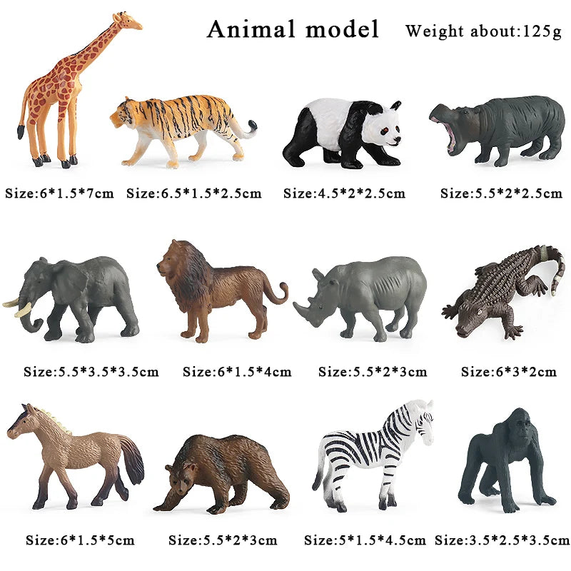 Oenux Small Farm Wild Animal Model Lion Tiger Sheep Pig Dog Action Figures PVC Lovely Miniature Playset Education Kid Toys Gift