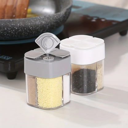 4in1 Camping Seasoning Shaker Multi-Purpose Spice Jar with Lid 4-Compartment For Outdoor BBQ Cooking Salt Pepper Storage Box
