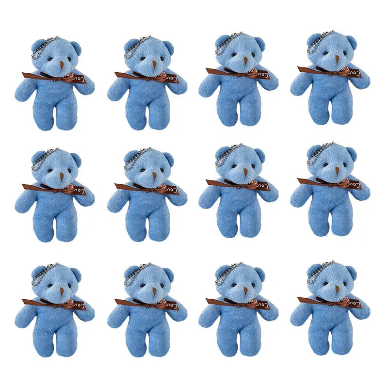 6/12pcs Mini Bear Plush Keychain Colorful Bear Stuffed Toy School Bag Pendant Teddy Doll Graduation Party Supplies Wedding Gift