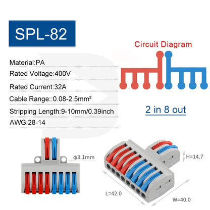 5PCS Fast Wire Connector Push-in Electrical Terminal Block Universal Splicing Wiring Cable Connectors For Cable Connection SPL ﻿
