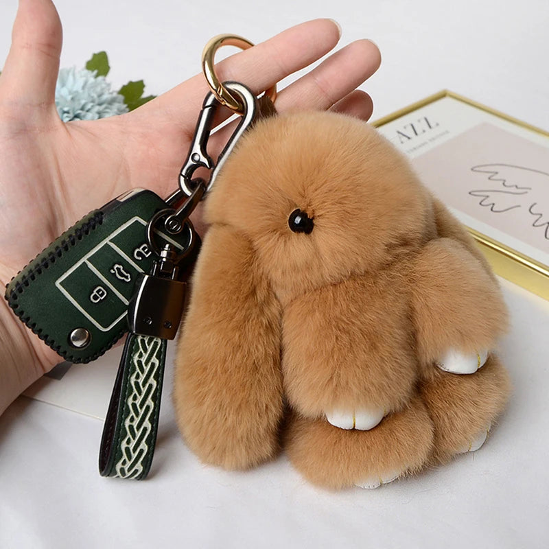 15cm Gifts Rabbit Fur Keychain Women Bag Car Key chain Pendant Decoration Jewelry Bags Hangings Accessories