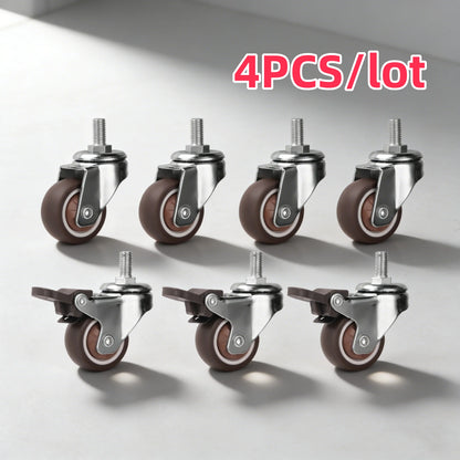 4 Pcs 1.25 Inch Stem Caster Wheels TPR Screw Lever Universal Castors Swivel Stem Wheels with M6 Thread Rods for Carts Furniture
