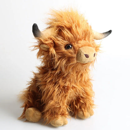 Simulation Highland Cow Animal Plush Doll Soft Stuffed Highland Cow Cattlle Plush Toy Plushie Gift for Kids Boys Girls