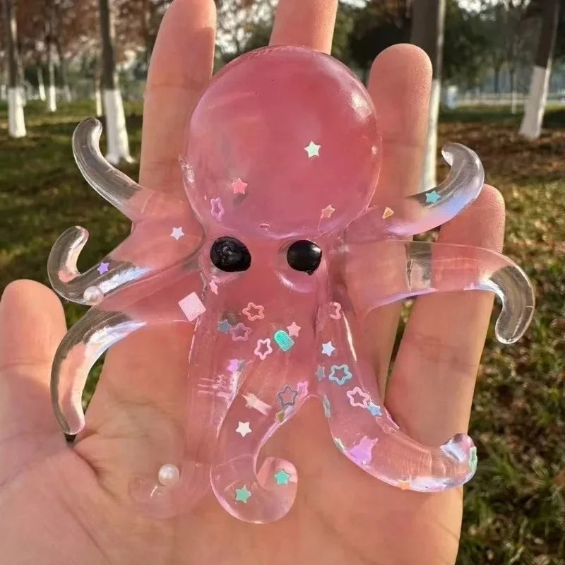 Glitter Octopus Taba Squishy Sugar Stress Ball for Kids Cute Animals Squeeze Fidget Toy Squishy Ocean Sensory Decompression Gift