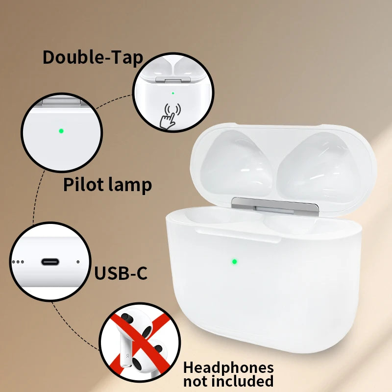 AirPods 4 Charger Case Replacement w/ Wireless Charging & Real Pop-Up – No Earbuds, OEM-Like Battery Holder