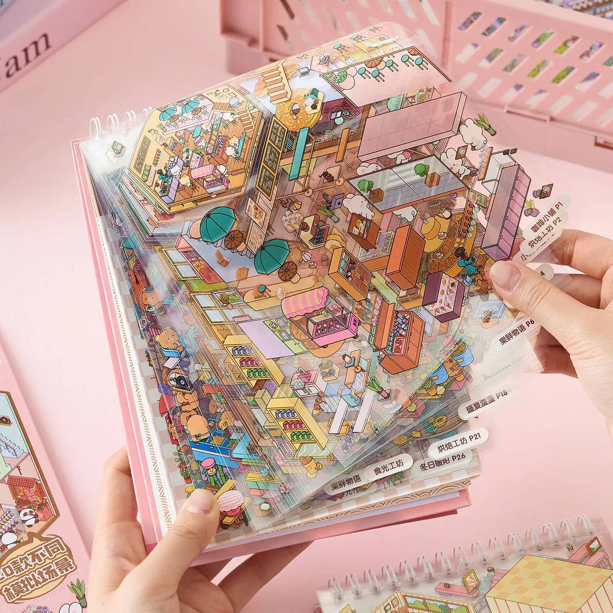 Mr Paper 3D Cabin Scene Stickers Book Visual Stacking Cartoon Scene Sticker Collection DIY Cabin Scene Stationery  Stickers