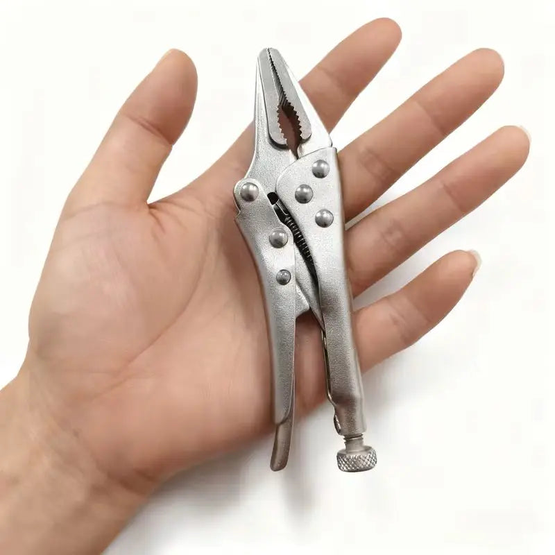 5-Inch Heavy-Duty Mini Sharp-Nose Pliers - Adjustable Height, Non-Slip Grip, Compact & Sturdy Metal Clamping Tool