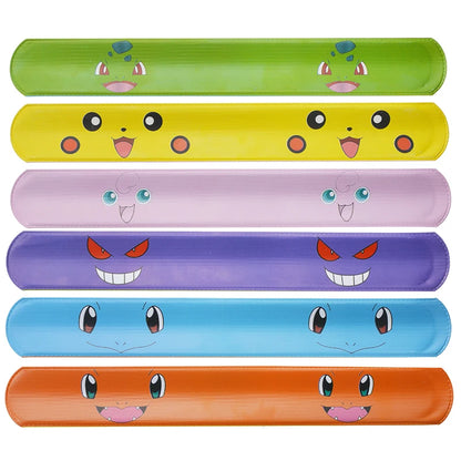 6/12pcs Pokemon Snap Circle Bracelets Pikachu Anime Figure Wristband Child Slap Band Puzzle Toys Boys Girls Birthday Party Toys