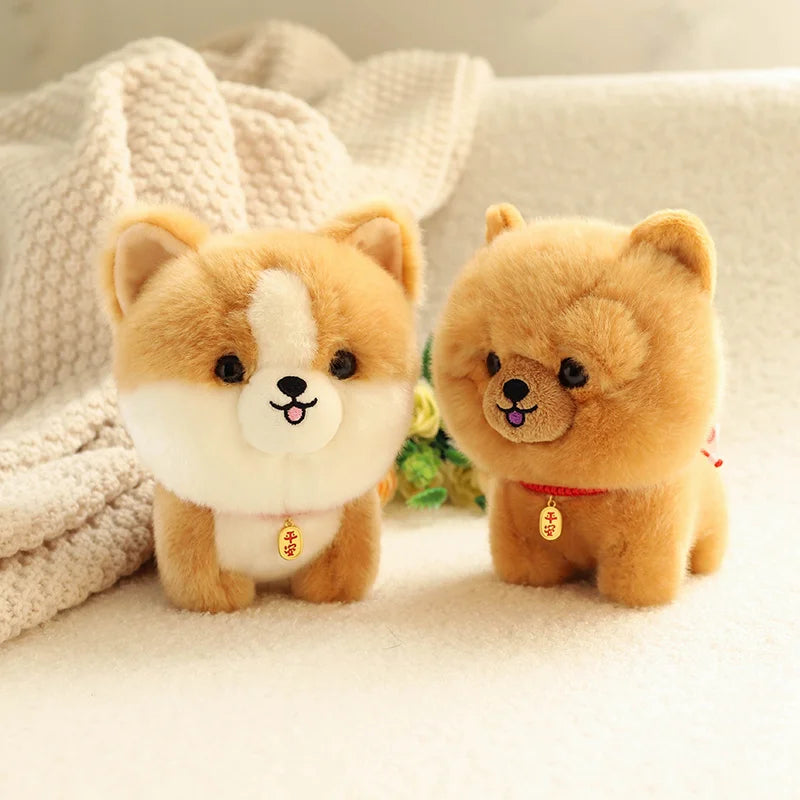 Lifelike Fluffy Dog Stuffed Toy Simulation Puppy Model Shiba Inu Corgi Husky Yorkshire Bichon frise Chow Chow Plush Doll Gifts