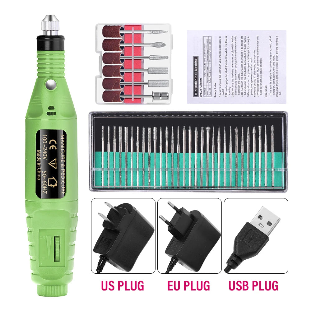 LULAA Portable Professional Electric Nail Drill Machine Manicure Tools Pedicure Drill Set Family Nail File Nail Drill Equipment