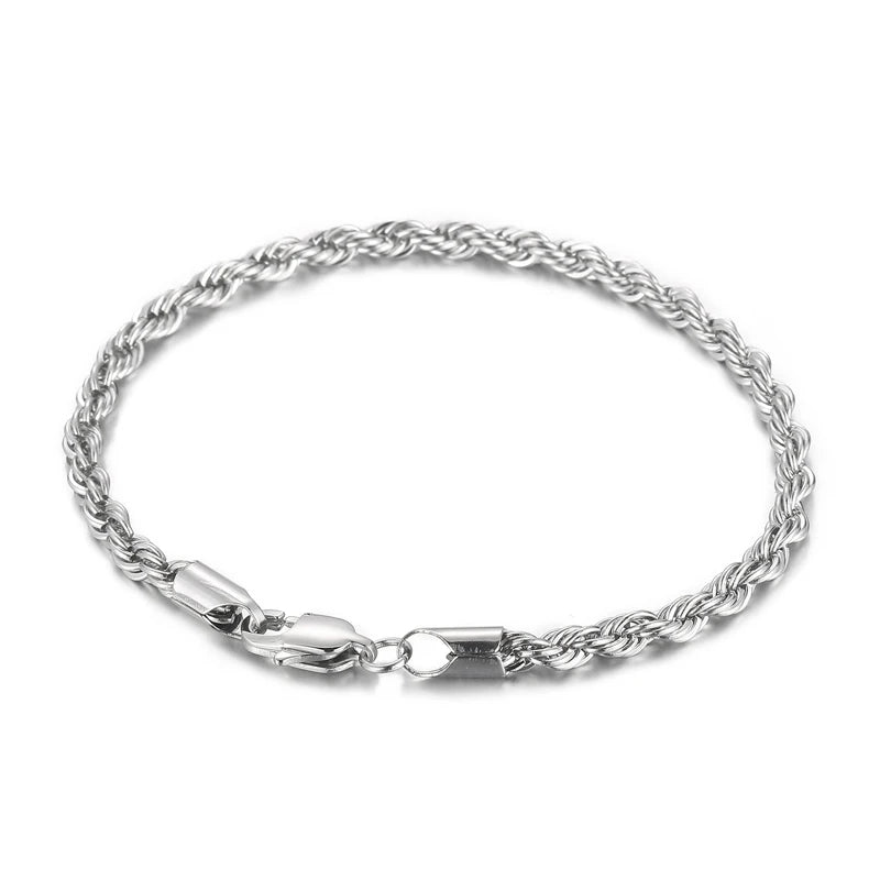 4/6/8mm Stainless Steel Bracelets For Men Women Gold Color Twisted Rope Link Chain Bracelets On the Hand Jewelry Gifts