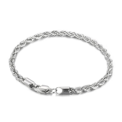 4/6/8mm Stainless Steel Bracelets For Men Women Gold Color Twisted Rope Link Chain Bracelets On the Hand Jewelry Gifts