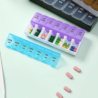 New Weekly Portable Travel Pill Cases Box 7 Days Organizer 14 Grids Pills Container Storage Tablets Vitamins Medicine Fish Oils