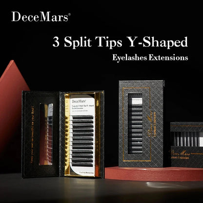 DeceMars 3 Split Tips Y-Shaped Eyelash Eextension Barely-There Effect