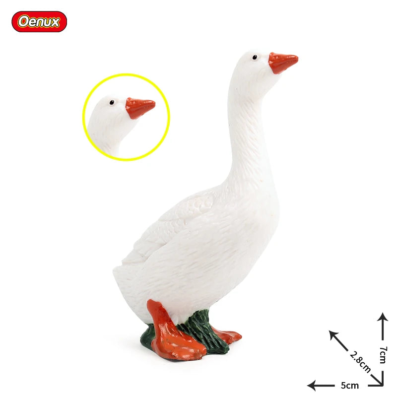 Oenux Poultry Model Simulation Goose Swan Gaggle Duck Flock Action Figures Farm Animals Figurine Miniature Education Kids Toy