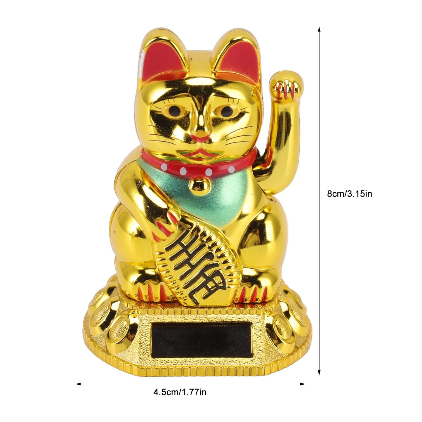 Chinese Lucky Cat Decoration Waving Arm Solar Light Induction Statue Figurine For Home Car Ornaments Golden Cat Decoration Cat