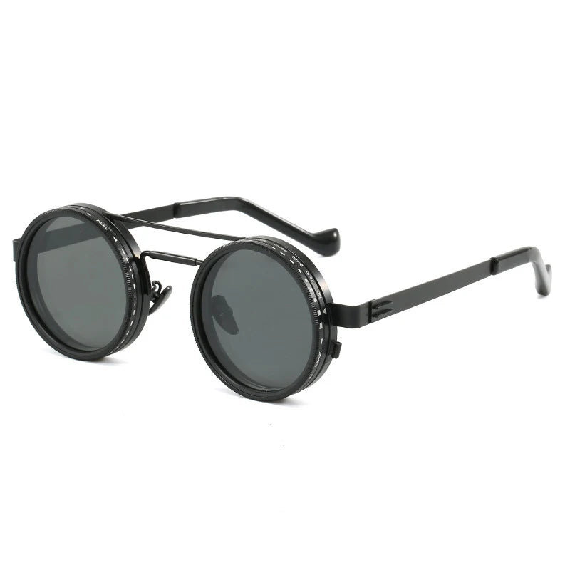 SHAUNA Retro Metal Round Punk ND9-level Adjustable Dimming Sunglasses Women Polarized UV400 Fashion Men Outdoor Sun Glasses