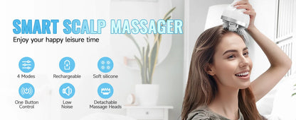 Electric Smart Head Massager Body Massage Neck Deep Tissue Kneading TYPE-C Wireless Waterproof Mini Scalp Massager  Stress Relax