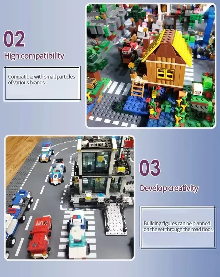 32X32 Dots Styles Classic Building Block Base Plate City View Traffic Road Figures Construction Toys Bricks Plastic Baseplates