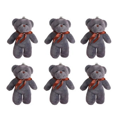 6/12pcs Mini Bear Plush Keychain Colorful Bear Stuffed Toy School Bag Pendant Teddy Doll Graduation Party Supplies Wedding Gift