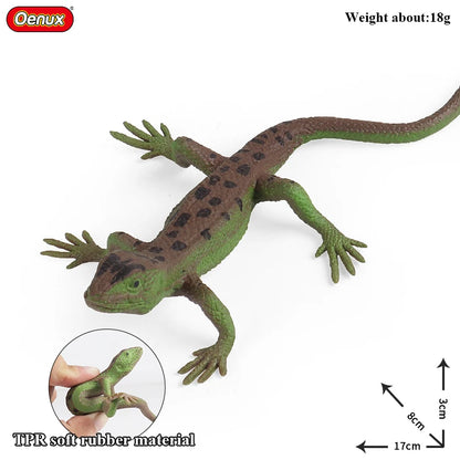 Oenux Soft Wild Insect Animal Model Caterpillar Lizard Snake Chameleon Gekko Action Figures TPR Halloween Trick Toy Kid Gift
