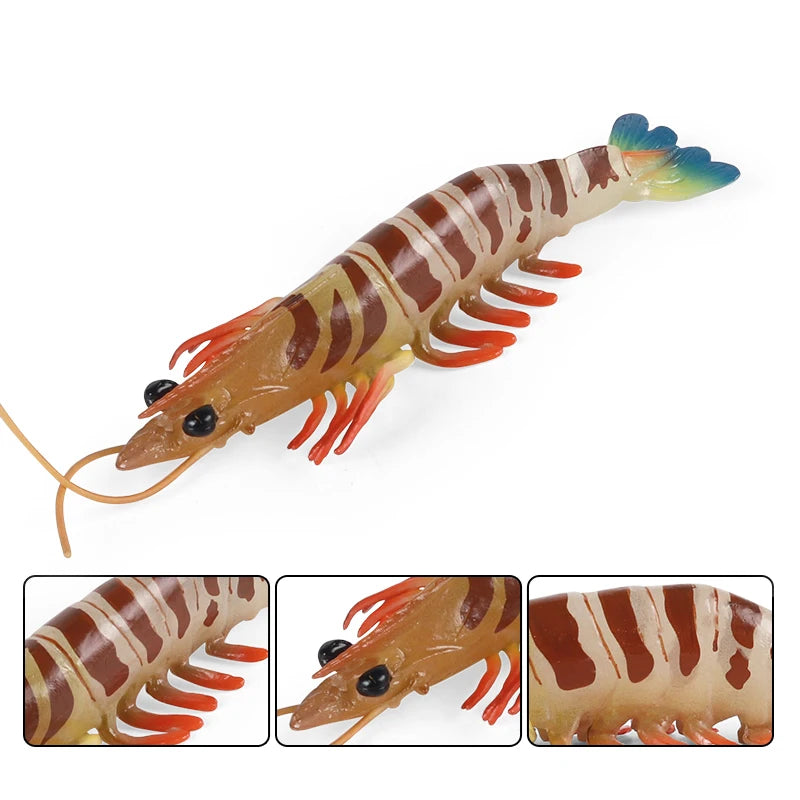 Oenux Ocean Animals Simulation Tiger Prawn Crayfish Shrimp Sea Life Model Figurines Action Figures Collection Toys For Kids Gift