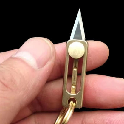Mini Brass Push Knife Keychain Portable Edc Keychain Pendant Unpacking Express Opener Outdoor Camping Tool Mini Knife Key Ring