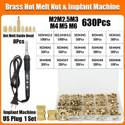 Brass Heat Set Insert Nut Electric Soldering Iron 60W LCD Digital Display Adjustable Temperature 220V/110V 3d Printer Copper Nut