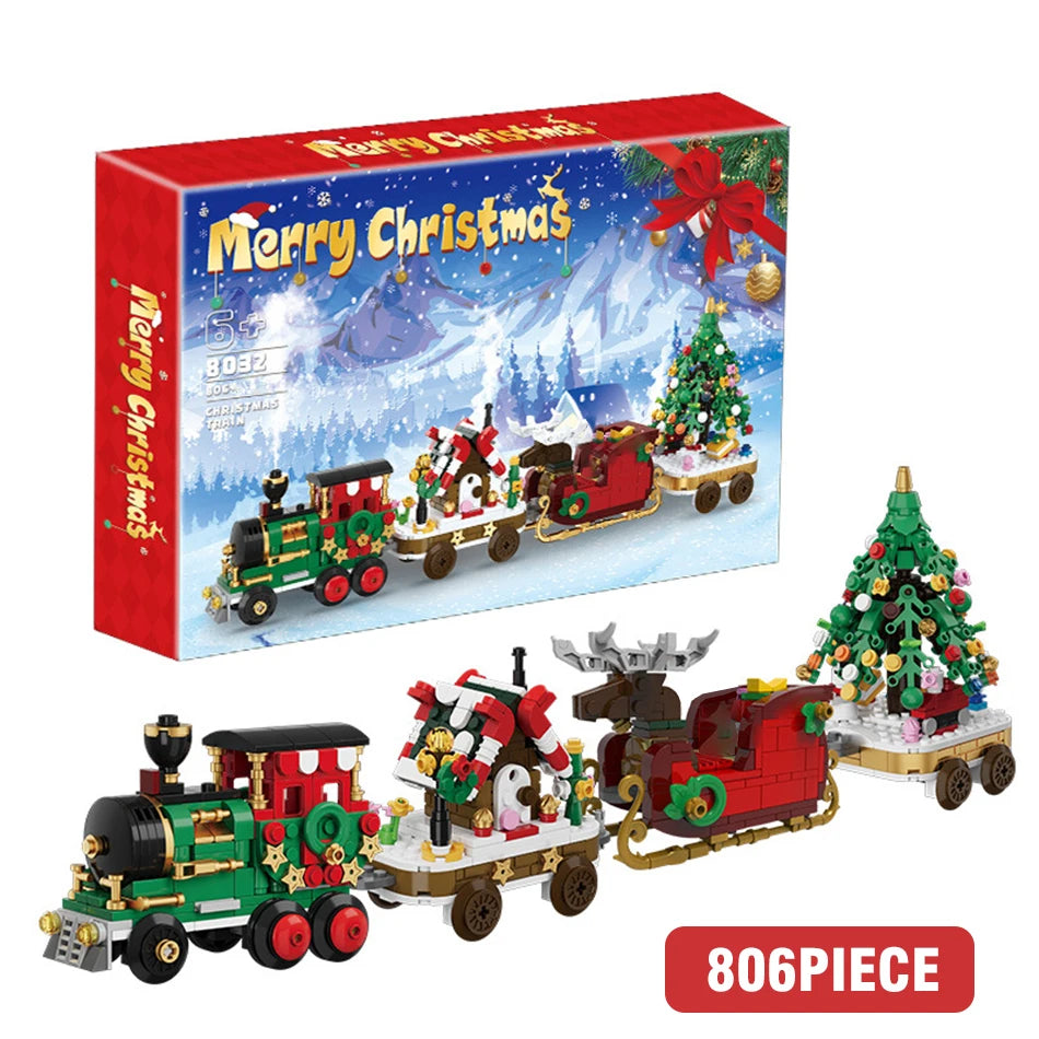 Christmas Building Block Santa Claus Snowman Elk Tree Micro Brick Puzzle Assembly Model Home Decoration Xmas Party Gift Kid Toy