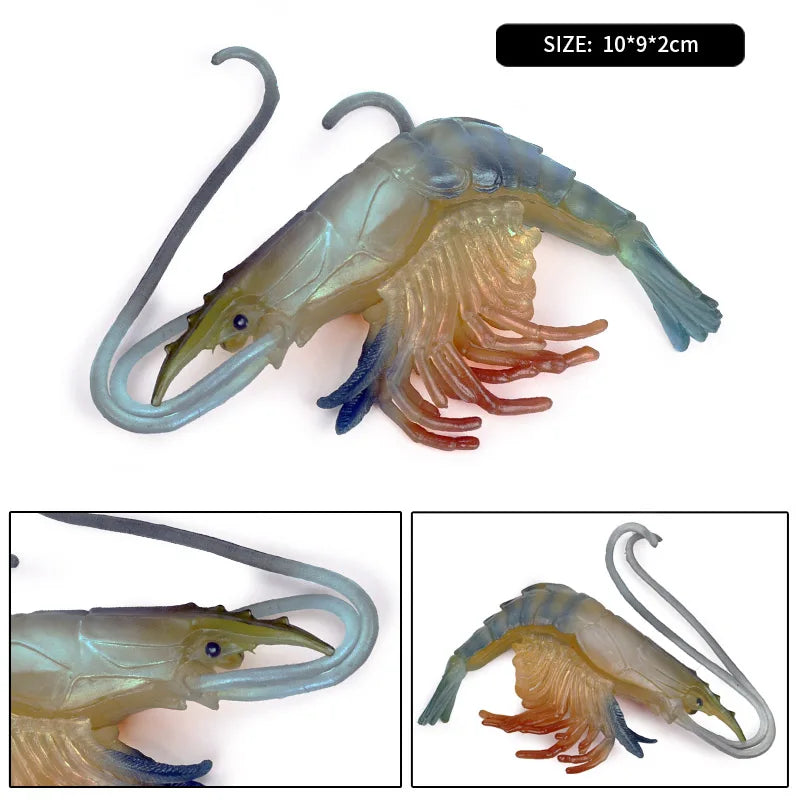 Oenux Ocean Animals Simulation Tiger Prawn Crayfish Shrimp Sea Life Model Figurines Action Figures Collection Toys For Kids Gift