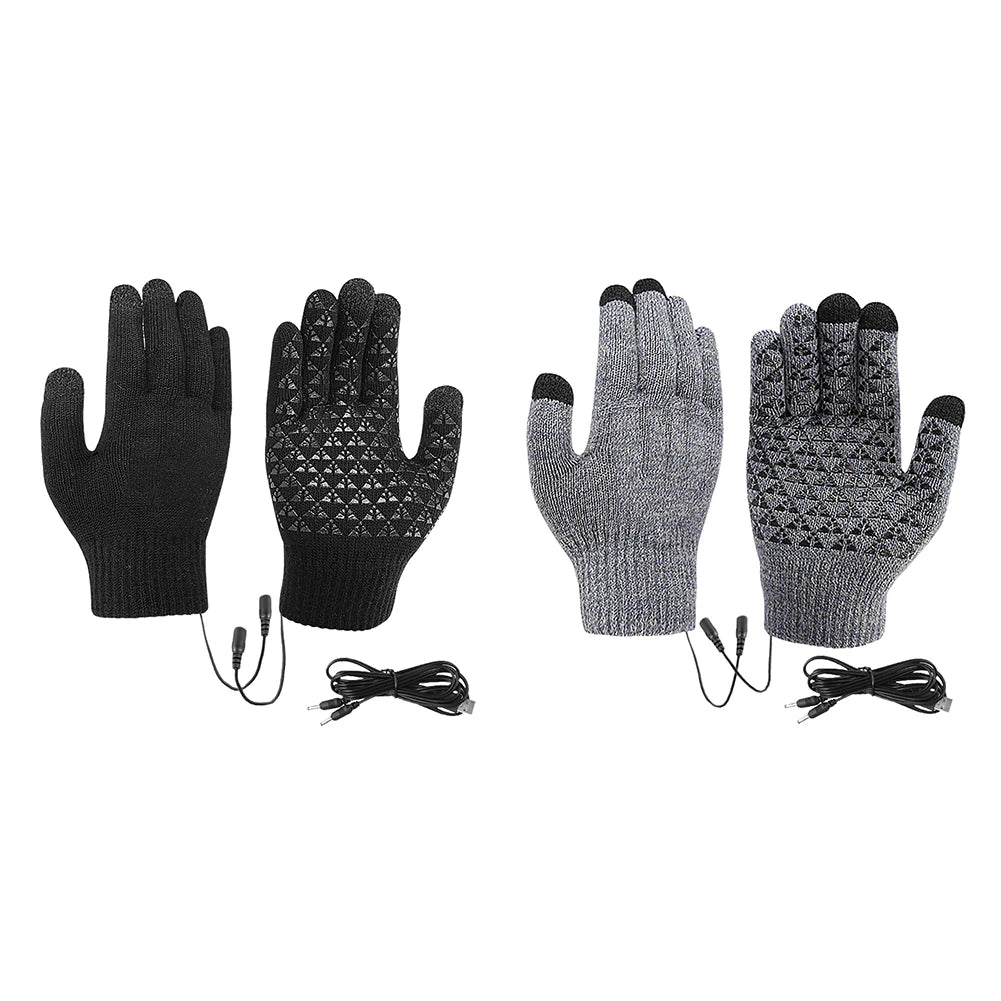 Electric Heated Gloves Touch Screen Outdoor Riding Skiing Mitten USB Heated Gloves for Backpacking Mountaineering (no battery)