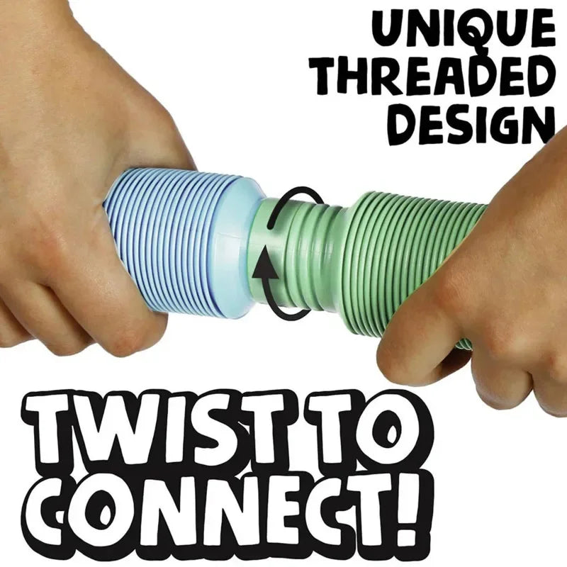 6 Pcs/Pack Pop Tubes Sensory Toys Fidget Pop Tube Stress Relief Decompression Finger Toy Telescopic Tube for Kids Teenager Gifts