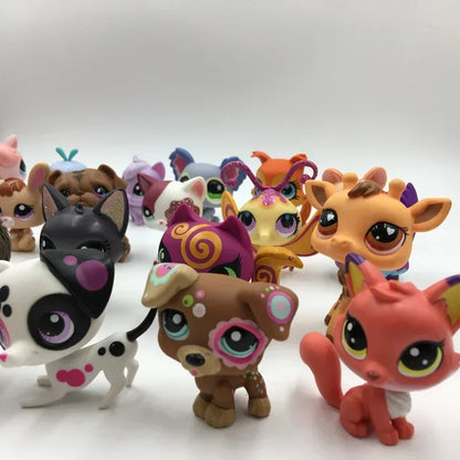 Rare pet 10pcs/lot pet lps toy Cute Stands Cat Dog Rare Original Figure Bobble head toy Kitten Collie Spaniel