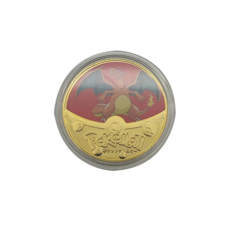 Anime Gold Plated Gold Coin Game Commemorative Coin Pikachu Mewtwo Charizard Gold Coin Game Collection childrens gift