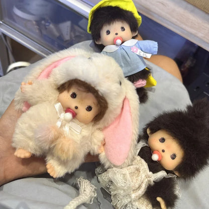 In Stock 15cm Mongon Monkey Kawaii Doll Keychain Bag Pendants Toy Hand Puppet Decompression Children Cute Gift Decoration Gift