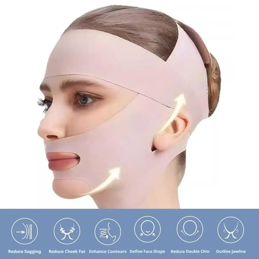 Breathable V-Shape Face Lifting Bandage Tighten & Firm Chin, Reduce Double Chin Anti-Sagging Slimming Strap for Daily Use