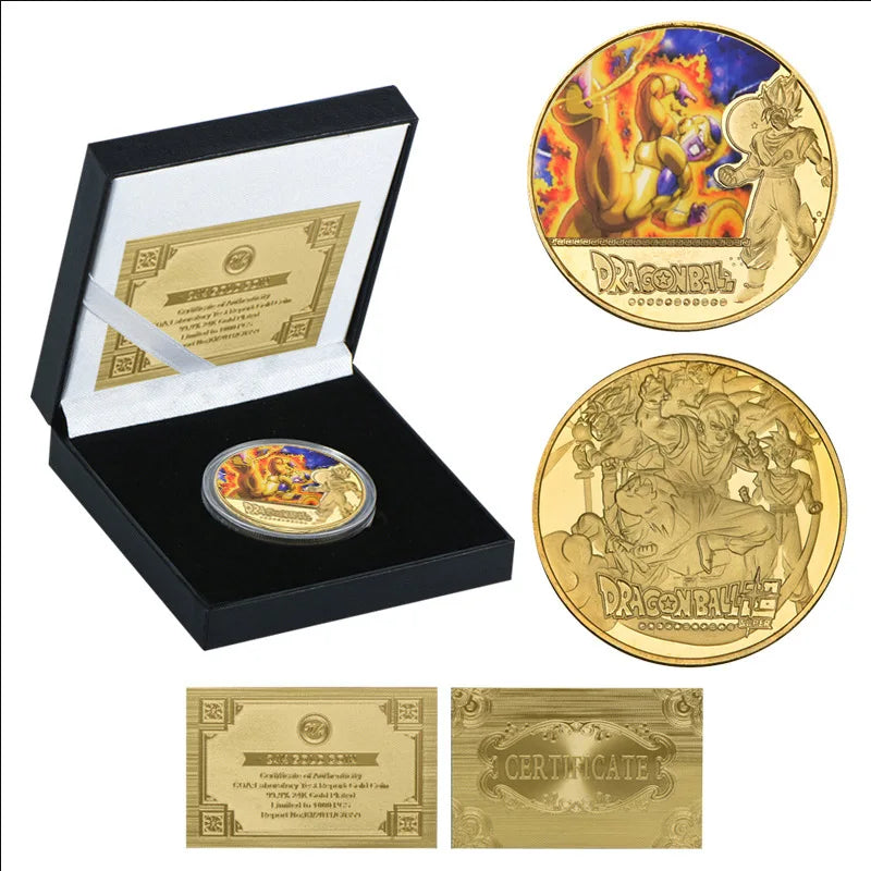 Dragon Ball Gold Plated Gold Coin Son Goku Vegeta Commemorative Coins Children Classic Anime Peripherals Collection Toy Souvenir