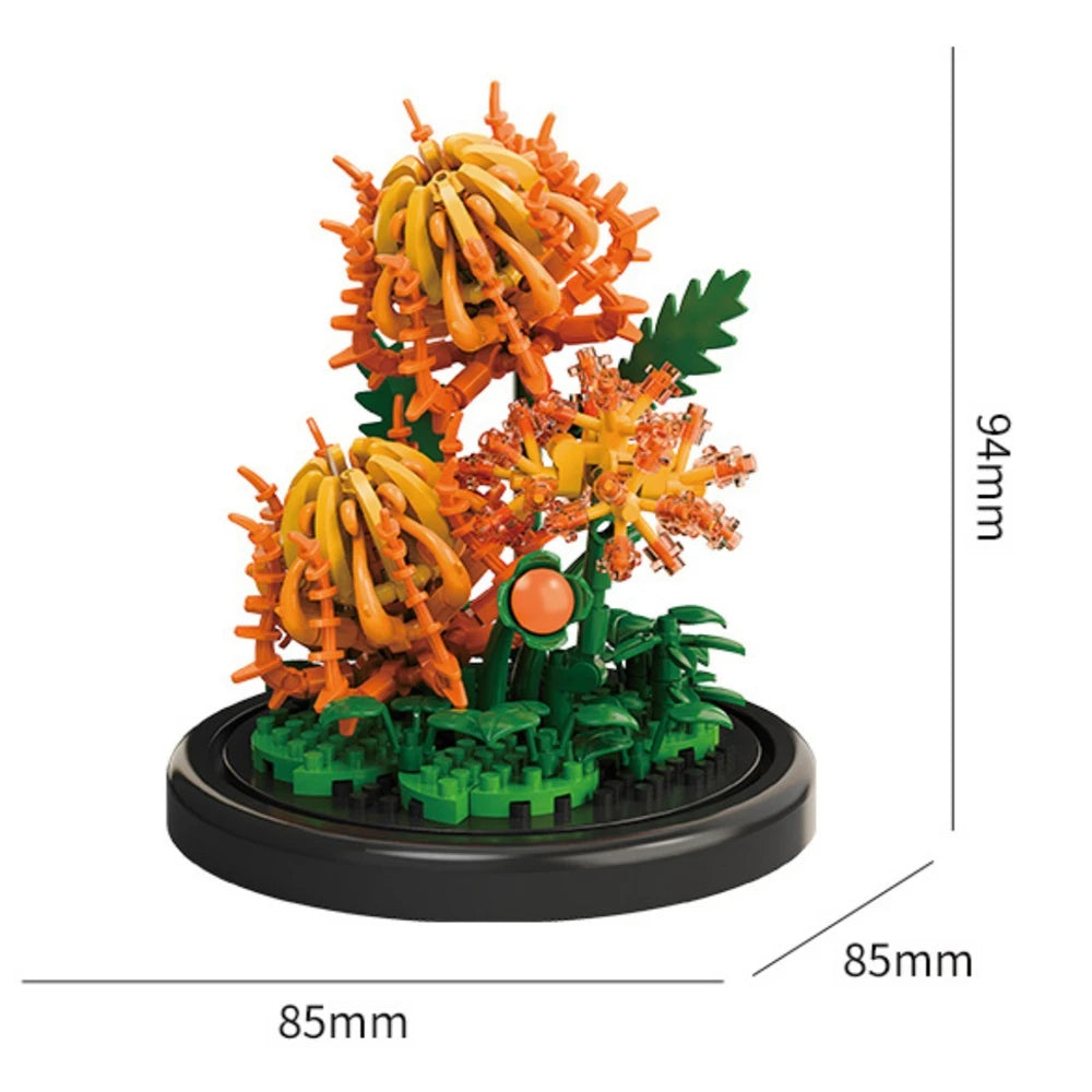 Potted Plant Micro Building Blocks Simulation Lily Rose Flower Assembling Brick Model Kids Toys Home Decoration Collection Gift