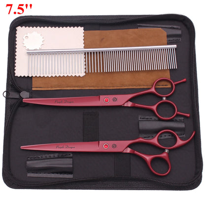 7.5'' Professional Pet Grooming Scissors Hair Cutting Fishbone Thinning Comb Hemostatic Forceps Japan 440C Set For Dog Cat Z3088