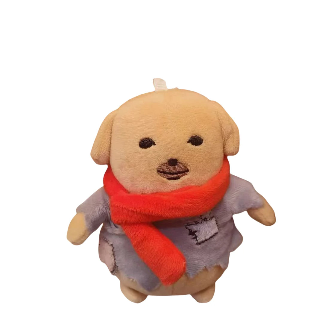 Kawaii Mini Stray Patch Puppy Plush Pendant Cotton Stuffed Red Scarf Puppy Toys Funny Keychain Bags Decor