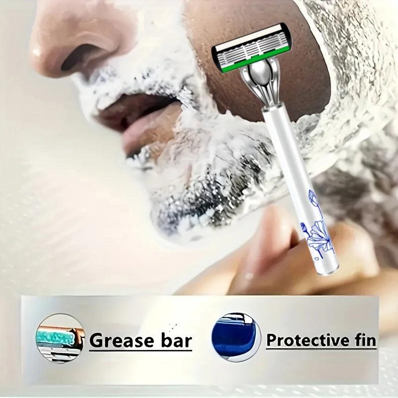 High Quality Men Safety Razor 6-Layer Germany Stainless Steel Shaving Blades Manual Shaver Replacing Cutter Head