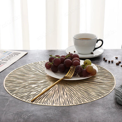 Round Firework Shape PVC Placemat Hollow Table Mats Coaster Pad Heat-Resistant Wipeable Waterproof Anti-Slip Pad Home Decoration