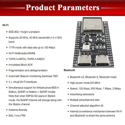 ESP32-S3 Wifi BT Module Development Board for Arduino IDE ESP32-S3-WROOM1 N16R8 N8R2 44Pin Type-C 16MB Flash 8M PSRAM ESP32 S3