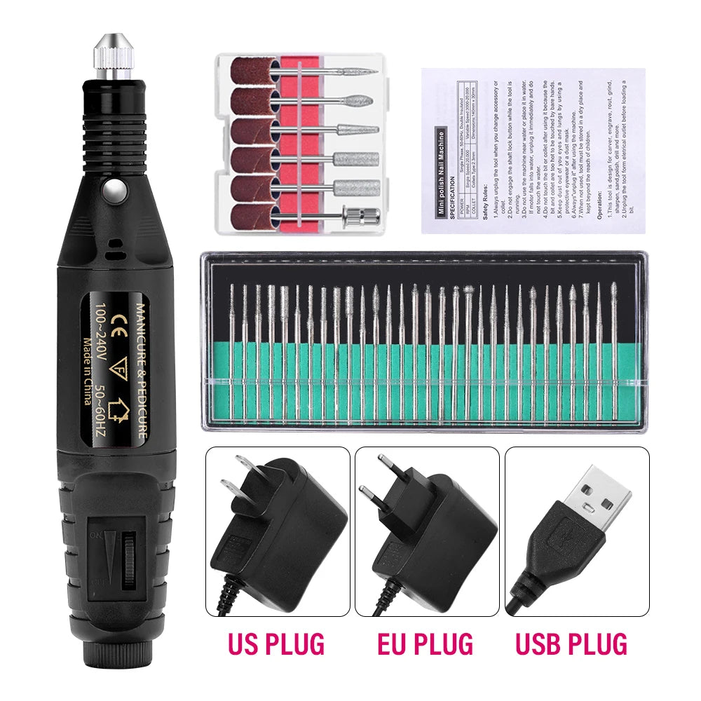 LULAA Portable Professional Electric Nail Drill Machine Manicure Tools Pedicure Drill Set Family Nail File Nail Drill Equipment