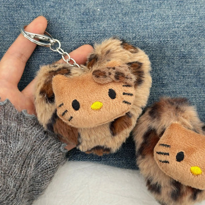Cartoon Sanrio Hello Kitty Fashion Bag Retro Leopard Doll Pendant Kawaii Anime Toy Keychains Accessories Keyring Christmas Gift