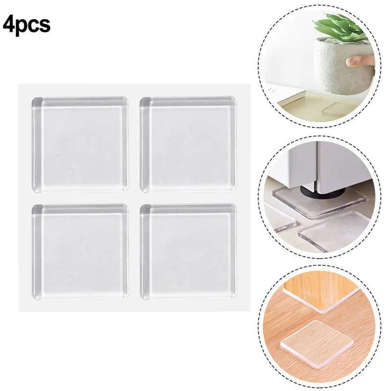 4pcs/Set Transparent Anti Vibration Shock Absorbing Pad Mat Washing Machine Self Adhesive Mute Anti-Shock Protection Porte Pad