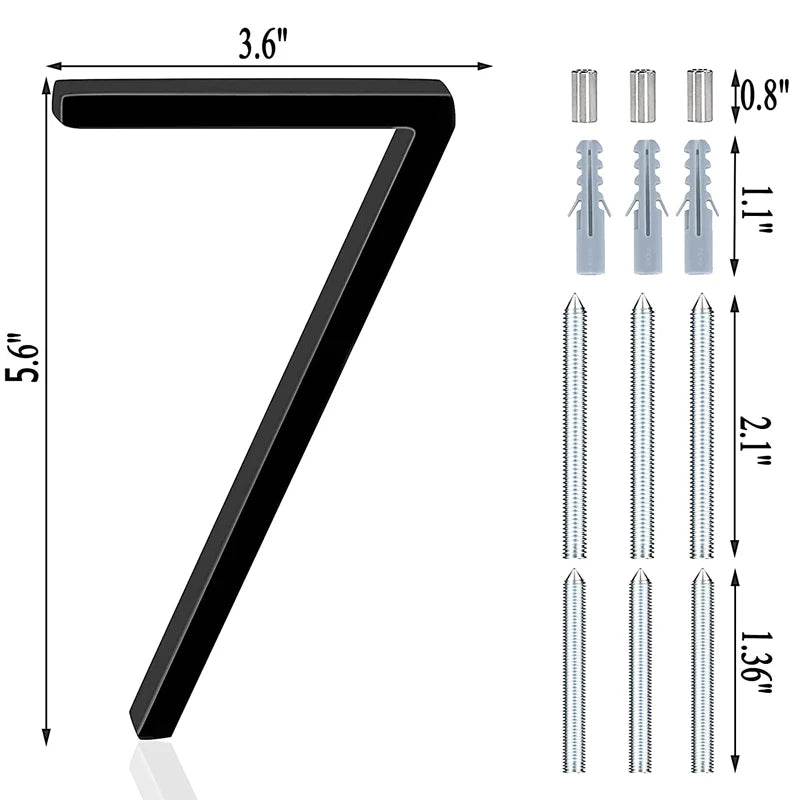 5.6inch Apartment Door Numbers Waterproof Zinc Alloy Street Mailbox Home Address Signs Black Modern House Floating Plate Digit