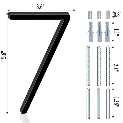 5.6inch Apartment Door Numbers Waterproof Zinc Alloy Street Mailbox Home Address Signs Black Modern House Floating Plate Digit